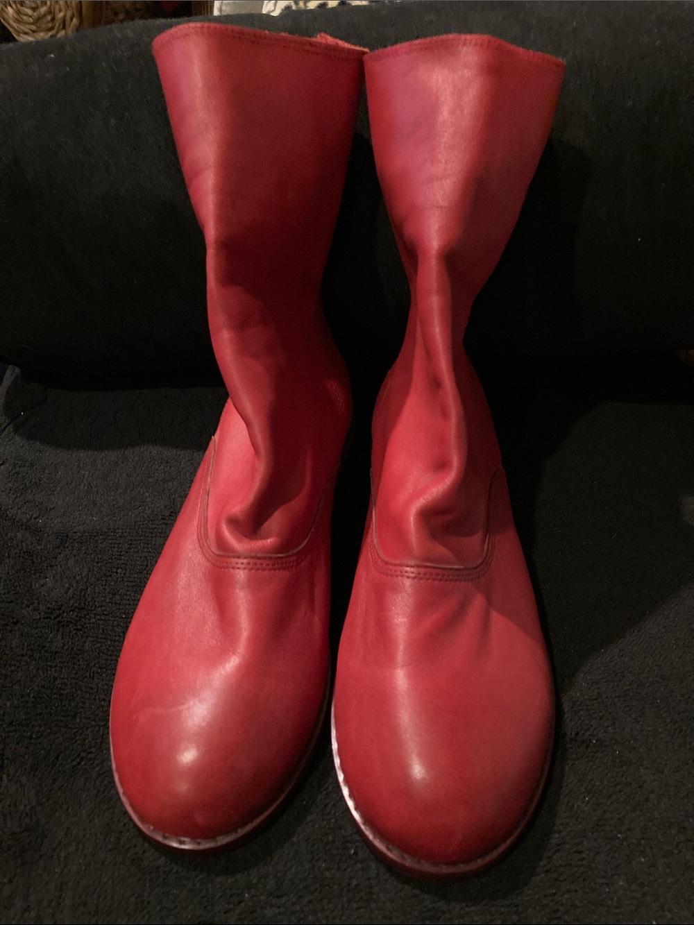Women’s Red Leather Ankle Booties